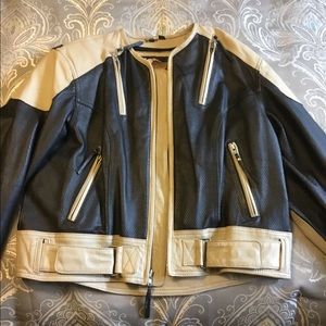 Black and cream Harley Davidson Leather Jacket